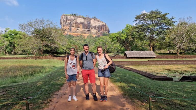 Tourists in front of Sigiriya Rock
